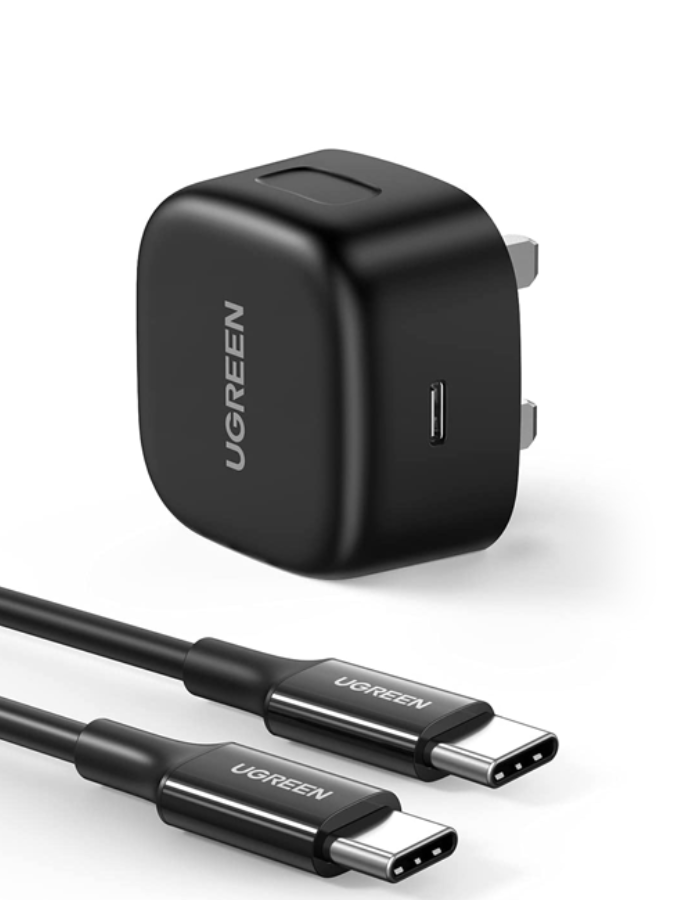 Ugreen PD 25W Super Fast Charger Plug with USB C Cable 2M - Black