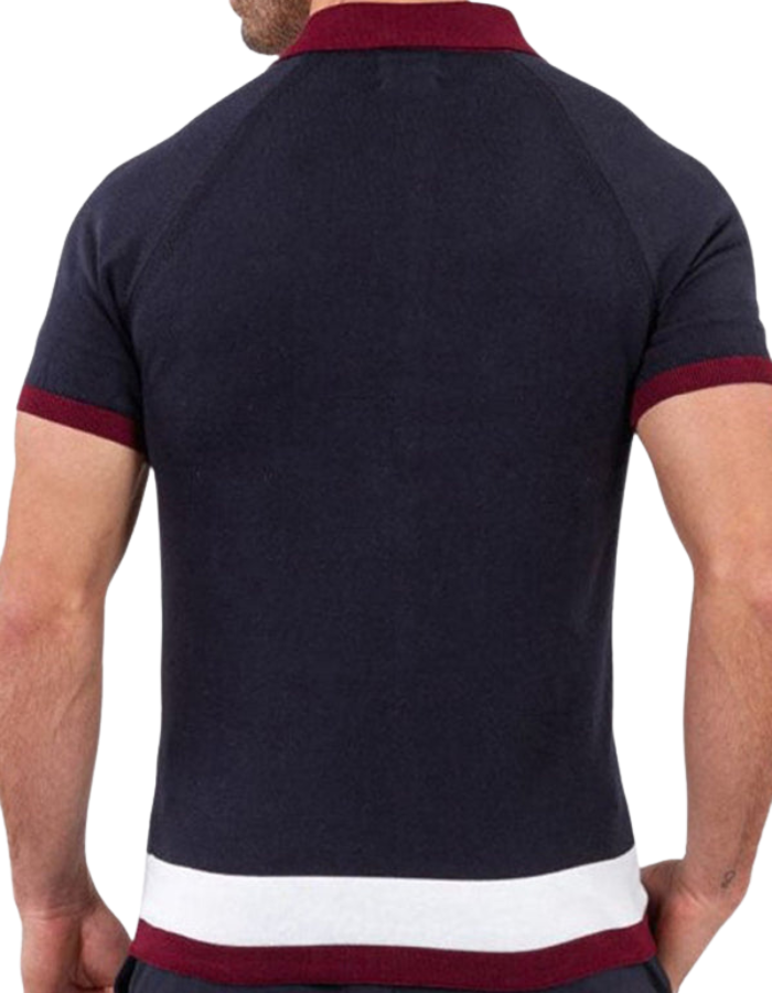 SHOPIQAT Men's Single Breasted Paneled Colour Contrast Short Sleeve Shirt - Premium  from shopiqat - Just $9.250! Shop now at shopiqat