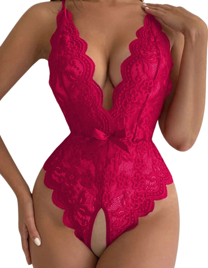 SHOPIQAT Women's Halter Neck Strap Backless Lace Bodysuit - Premium lingerie from shopiqat - Just $6.500! Shop now at shopiqat