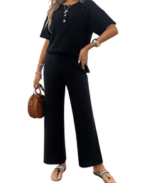 SHOPIQAT New Spring and Summer Casual Knitted Short-Sleeved Trousers Suit - Premium  from shopiqat - Just $16.750! Shop now at shopiqat