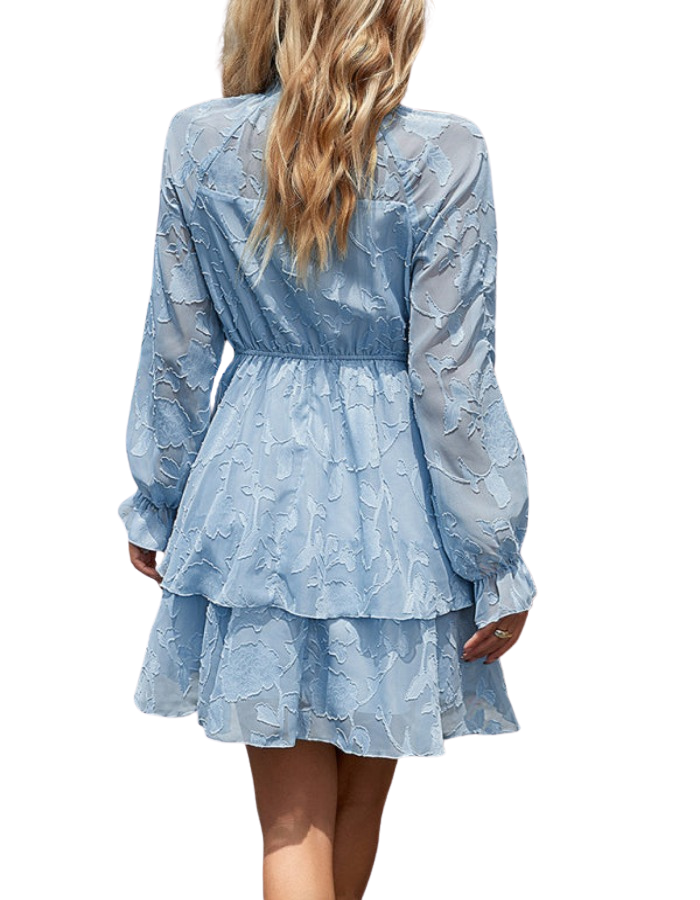 SHOPIQAT New Style Elegant Jacquard Round Neck Long-Sleeved Dress - Premium Dresses from shopiqat - Just $10.750! Shop now at shopiqat