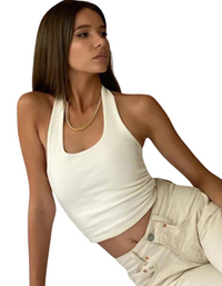 SHOPIQAT Women's Solid Colour Halter Neck Tank Top - Premium  from shopiqat - Just $5.750! Shop now at shopiqat