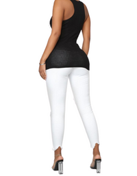 SHOPIQAT High Waist Chew Hem Ripped Ankle Cigarette Jeans