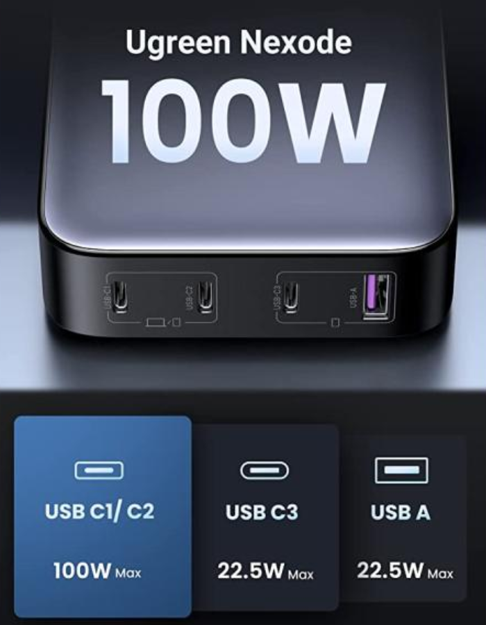 Ugreen Nexode USB C Charger 100W GaN Desktop Charger 4 Ports