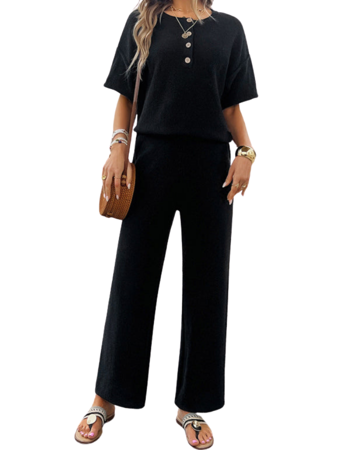 SHOPIQAT New Spring and Summer Casual Knitted Short-Sleeved Trousers Suit - Premium  from shopiqat - Just $16.750! Shop now at shopiqat