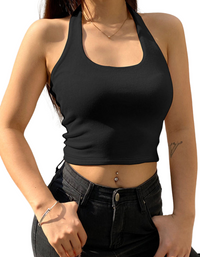 SHOPIQAT Women's Solid Colour Halter Neck Tank Top - Premium  from shopiqat - Just $5.750! Shop now at shopiqat