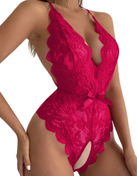 SHOPIQAT Women's Halter Neck Strap Backless Lace Bodysuit - Premium lingerie from shopiqat - Just $6.500! Shop now at shopiqat