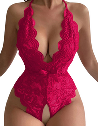 SHOPIQAT Women's Halter Neck Strap Backless Lace Bodysuit - Premium lingerie from shopiqat - Just $6.500! Shop now at shopiqat