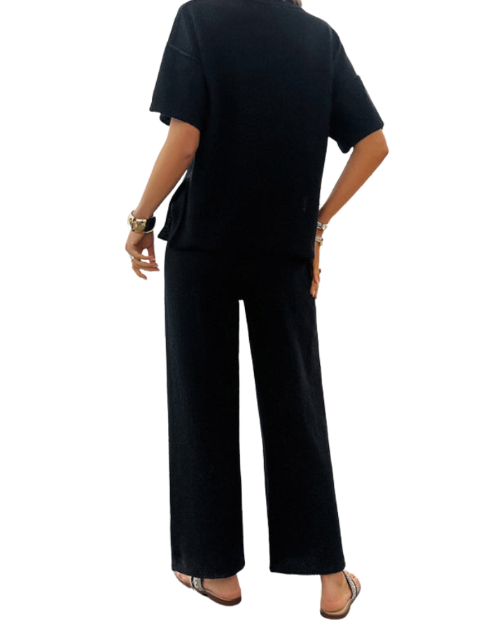 SHOPIQAT New Spring and Summer Casual Knitted Short-Sleeved Trousers Suit - Premium  from shopiqat - Just $16.750! Shop now at shopiqat