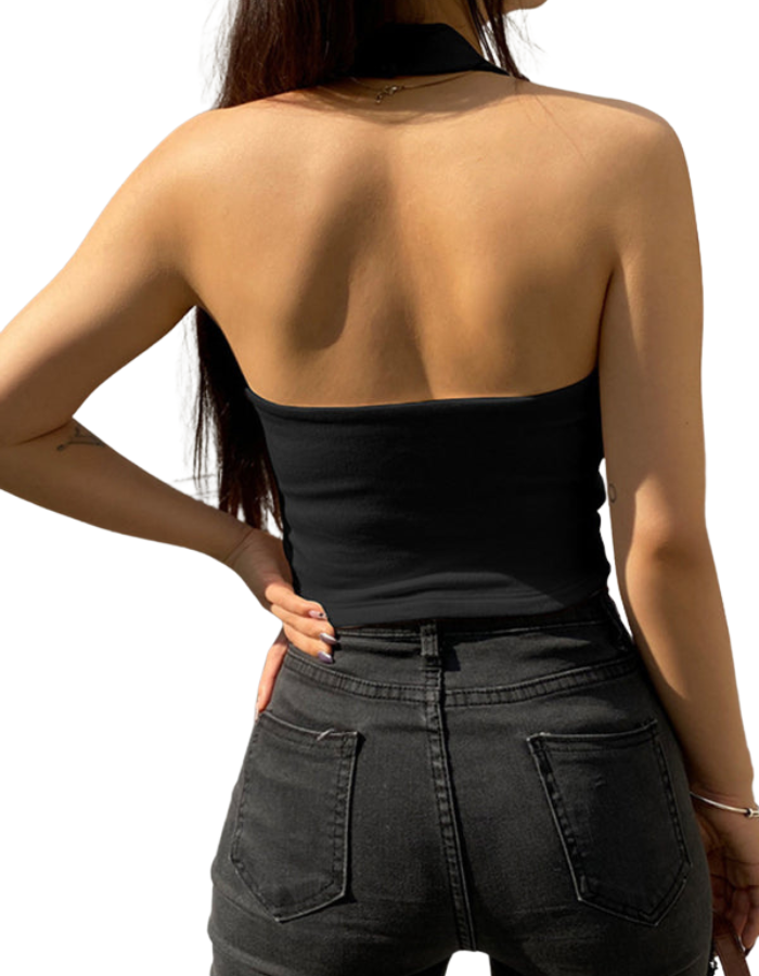 SHOPIQAT Women's Solid Colour Halter Neck Tank Top - Premium  from shopiqat - Just $5.750! Shop now at shopiqat