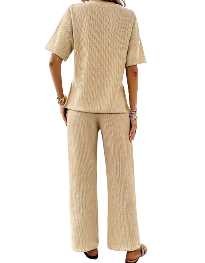 SHOPIQAT New Spring and Summer Casual Knitted Short-Sleeved Trousers Suit - Premium  from shopiqat - Just $16.750! Shop now at shopiqat