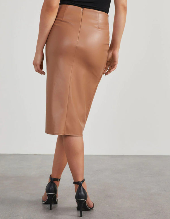 SHOPIQAT New Solid Colour Slit Mid-Length Girl Leather Skirt - Premium  from shopiqat - Just $9.700! Shop now at shopiqat
