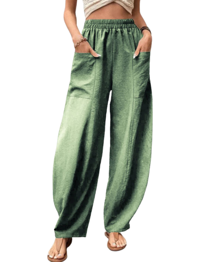 SHOPIQAT Women's Pants Solid Colour Pocket Casual Elastic Pants Trousers - Premium  from shopiqat - Just $8.250! Shop now at shopiqat