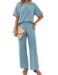 SHOPIQAT New Spring and Summer Casual Knitted Short-Sleeved Trousers Suit - Premium  from shopiqat - Just $16.750! Shop now at shopiqat
