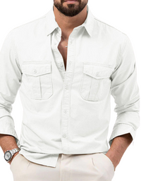 SHOPIQAT Men's New Multi-Pocket Casual Long-Sleeved Shirt - Premium  from shopiqat - Just $9.400! Shop now at shopiqat