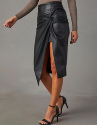 SHOPIQAT New Solid Colour Slit Mid-Length Girl Leather Skirt - Premium  from shopiqat - Just $9.700! Shop now at shopiqat