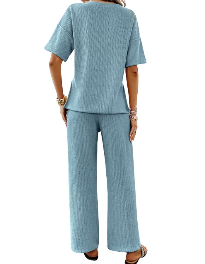 SHOPIQAT New Spring and Summer Casual Knitted Short-Sleeved Trousers Suit - Premium  from shopiqat - Just $16.750! Shop now at shopiqat