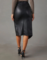 SHOPIQAT New Solid Colour Slit Mid-Length Girl Leather Skirt - Premium  from shopiqat - Just $9.700! Shop now at shopiqat