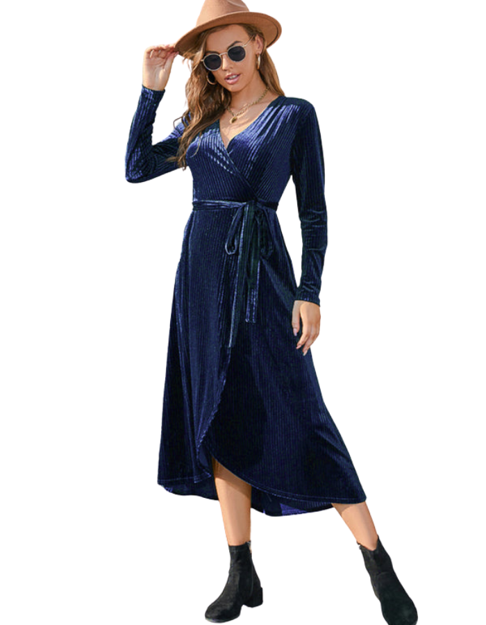 SHOPIQAT Slit Strappy Gold Velvet Mid-Length Dress - Premium  from shopiqat - Just $10.900! Shop now at shopiqat