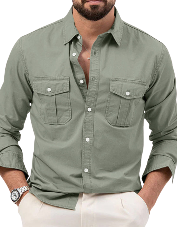 SHOPIQAT Men's New Multi-Pocket Casual Long-Sleeved Shirt - Premium  from shopiqat - Just $9.400! Shop now at shopiqat