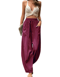 SHOPIQAT Women's Pants Solid Colour Pocket Casual Elastic Pants Trousers - Premium  from shopiqat - Just $8.250! Shop now at shopiqat