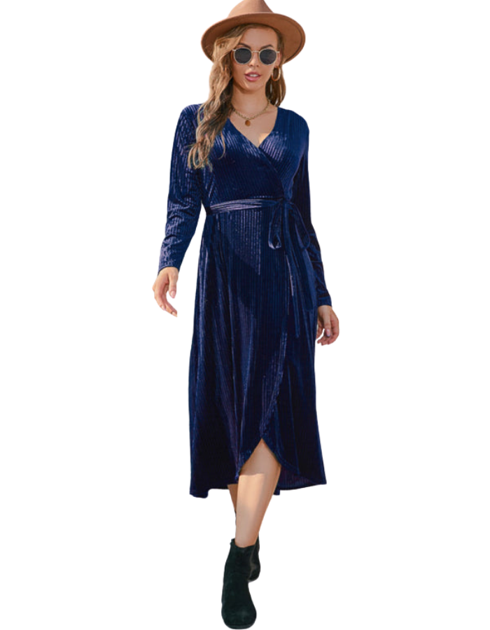 SHOPIQAT Slit Strappy Gold Velvet Mid-Length Dress - Premium  from shopiqat - Just $10.900! Shop now at shopiqat