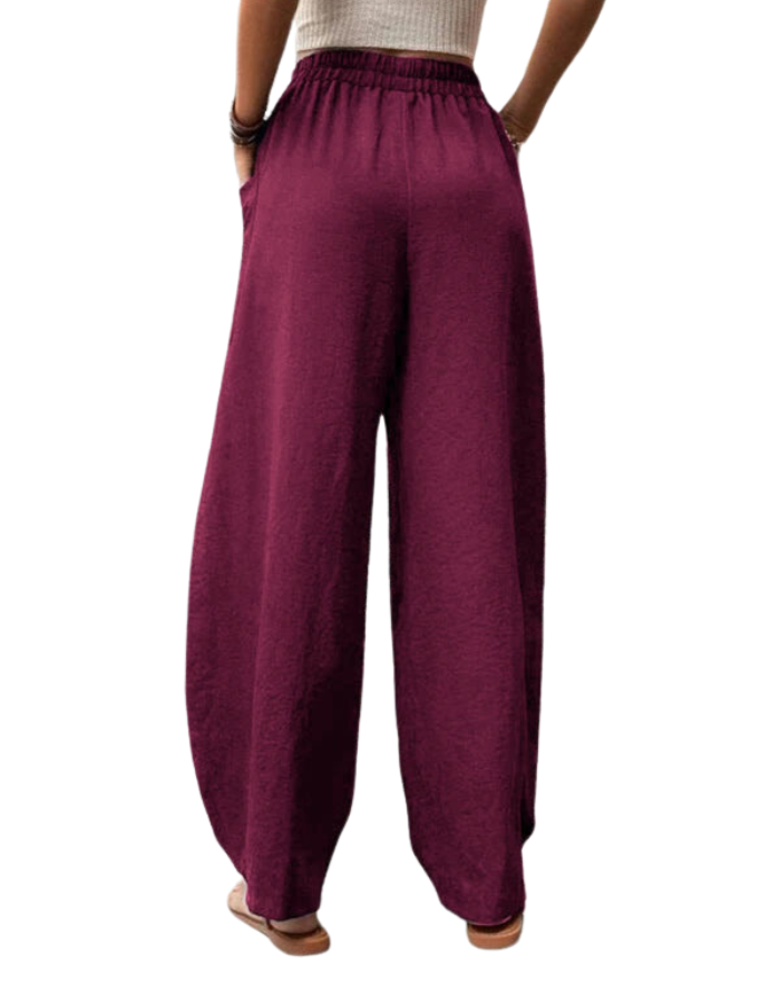 SHOPIQAT Women's Pants Solid Colour Pocket Casual Elastic Pants Trousers - Premium  from shopiqat - Just $8.250! Shop now at shopiqat