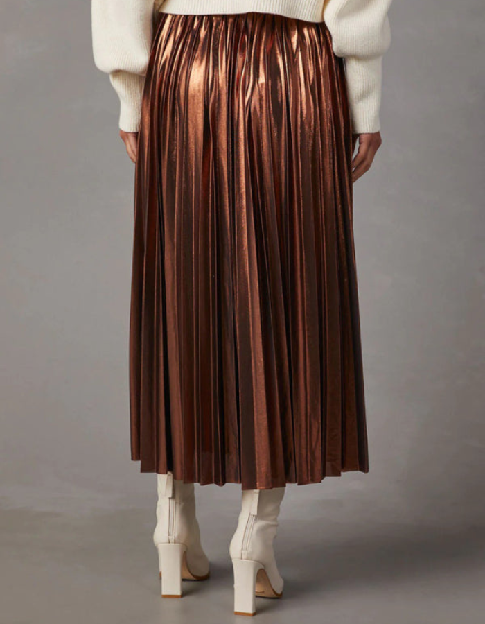 SHOPIQAT New Shiny Pleated High-Waisted A-Line Mid-Length Skirt - Premium  from shopiqat - Just $9.900! Shop now at shopiqat