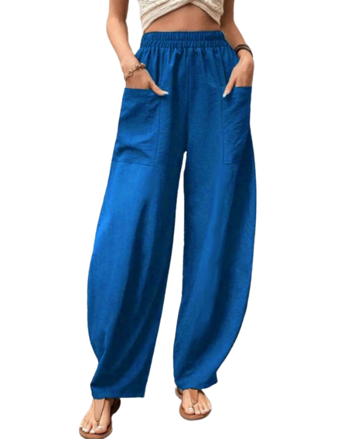 SHOPIQAT Women's Pants Solid Colour Pocket Casual Elastic Pants Trousers - Premium  from shopiqat - Just $8.250! Shop now at shopiqat