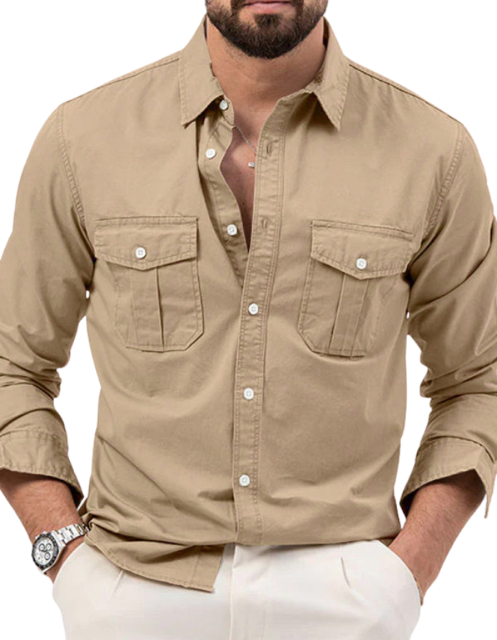 SHOPIQAT Men's New Multi-Pocket Casual Long-Sleeved Shirt - Premium  from shopiqat - Just $9.400! Shop now at shopiqat