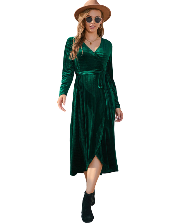 SHOPIQAT Slit Strappy Gold Velvet Mid-Length Dress - Premium  from shopiqat - Just $10.900! Shop now at shopiqat