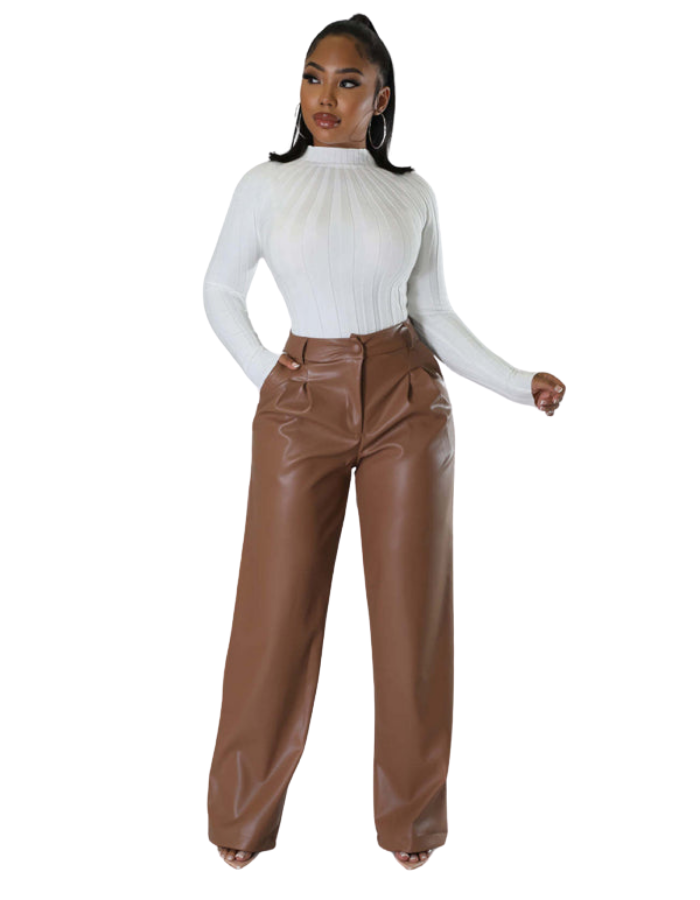 SHOPIQAT PU Women's Loose Wide-Leg Pocket Casual Leather Pants - Premium  from shopiqat - Just $11.900! Shop now at shopiqat