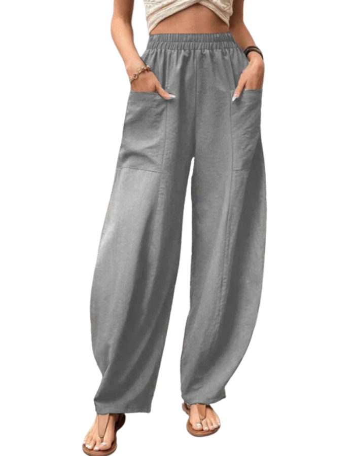 SHOPIQAT Women's Pants Solid Colour Pocket Casual Elastic Pants Trousers - Premium  from shopiqat - Just $8.250! Shop now at shopiqat