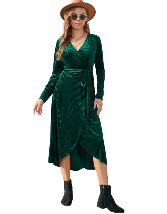SHOPIQAT Slit Strappy Gold Velvet Mid-Length Dress - Premium  from shopiqat - Just $10.900! Shop now at shopiqat