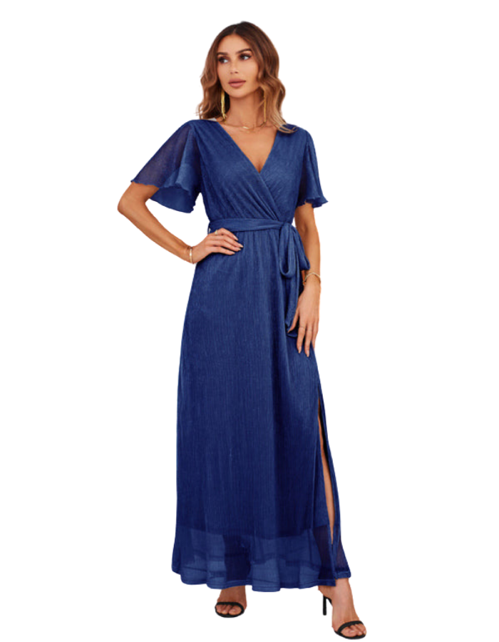 SHOPIQAT Feminine and Elegant Sparkling V-Neck Strappy Dress - Premium Dresses from shopiqat - Just $19.500! Shop now at shopiqat