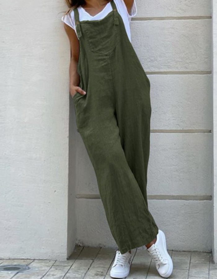 SHOPIQAT Ankle Length Linen Jumpsuit
