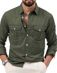 SHOPIQAT Men's New Multi-Pocket Casual Long-Sleeved Shirt - Premium  from shopiqat - Just $9.400! Shop now at shopiqat