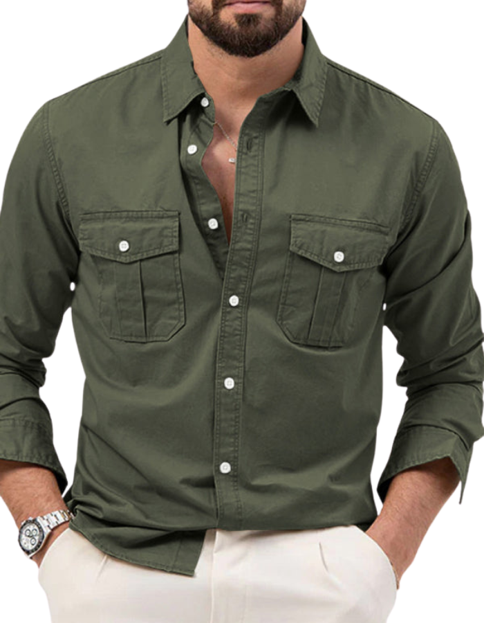 SHOPIQAT Men's New Multi-Pocket Casual Long-Sleeved Shirt - Premium  from shopiqat - Just $9.400! Shop now at shopiqat