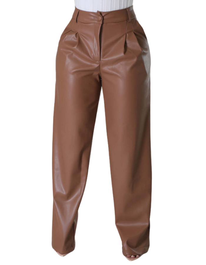 SHOPIQAT PU Women's Loose Wide-Leg Pocket Casual Leather Pants - Premium  from shopiqat - Just $11.900! Shop now at shopiqat
