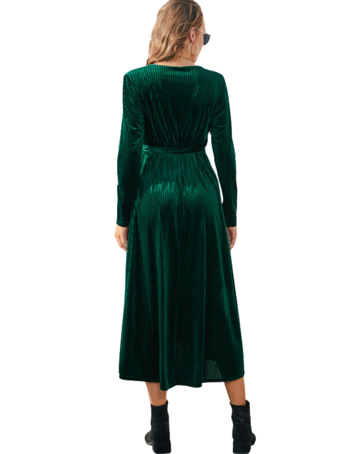 SHOPIQAT Slit Strappy Gold Velvet Mid-Length Dress - Premium  from shopiqat - Just $10.900! Shop now at shopiqat