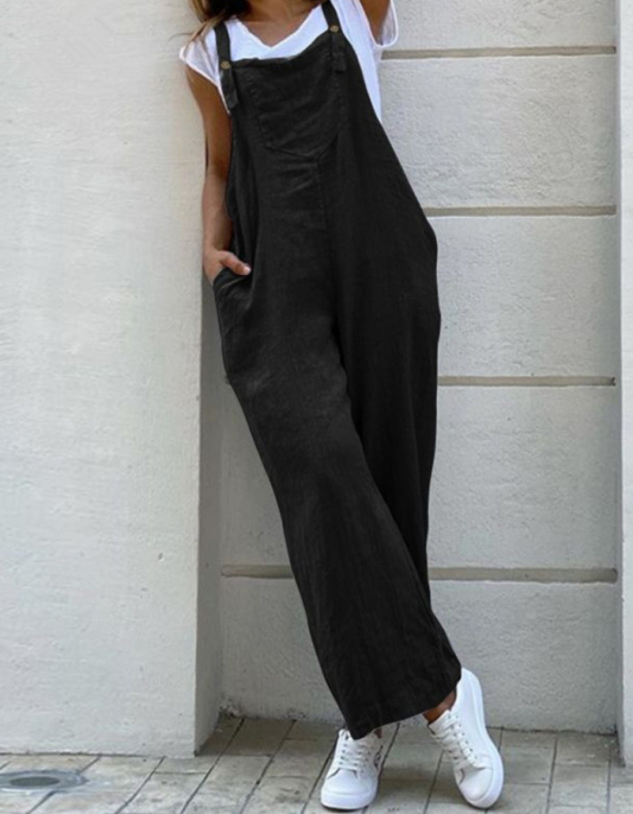 SHOPIQAT Ankle Length Linen Jumpsuit