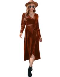 SHOPIQAT Slit Strappy Gold Velvet Mid-Length Dress - Premium  from shopiqat - Just $10.900! Shop now at shopiqat