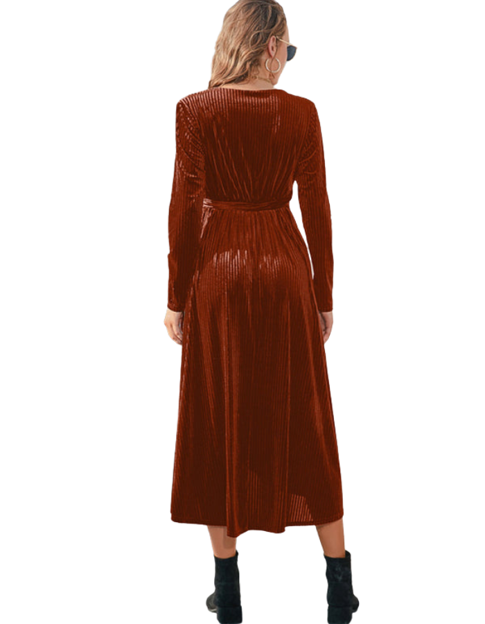 SHOPIQAT Slit Strappy Gold Velvet Mid-Length Dress - Premium  from shopiqat - Just $10.900! Shop now at shopiqat