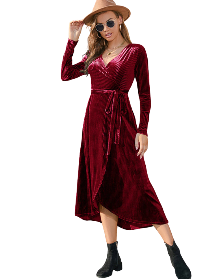 SHOPIQAT Slit Strappy Gold Velvet Mid-Length Dress - Premium  from shopiqat - Just $10.900! Shop now at shopiqat