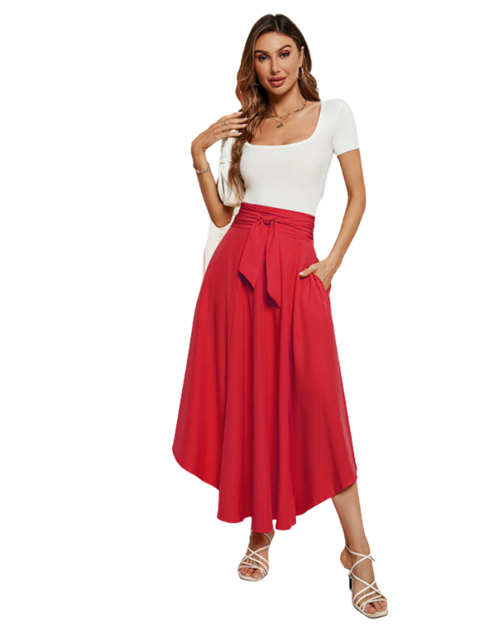 SHOPIQAT Women's Solid Colour Fashionable solid Artistic Lace-up Skirt - Premium  from shopiqat - Just $9.400! Shop now at shopiqat