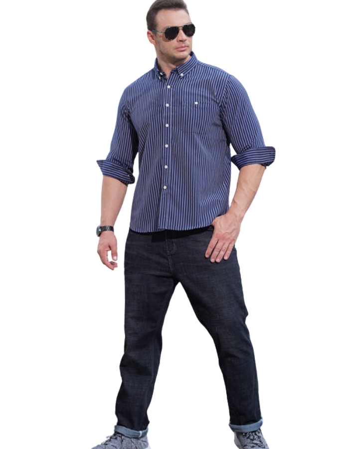 SHOPIQAT New Plus Size Men's Striped Long Sleeve Shirt - Premium  from shopiqat - Just $12.500! Shop now at shopiqat