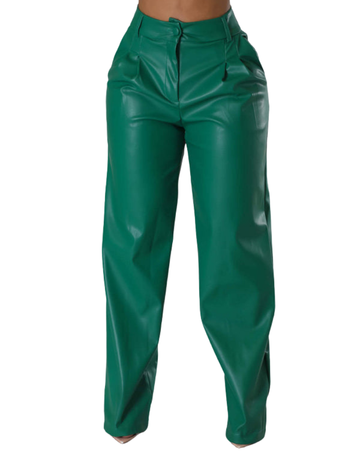 SHOPIQAT PU Women's Loose Wide-Leg Pocket Casual Leather Pants - Premium  from shopiqat - Just $11.900! Shop now at shopiqat