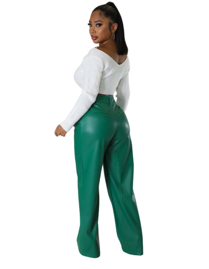 SHOPIQAT PU Women's Loose Wide-Leg Pocket Casual Leather Pants - Premium  from shopiqat - Just $11.900! Shop now at shopiqat