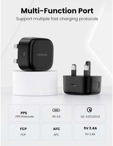 Ugreen PD 25W Super Fast Charger Plug with USB C Cable 2M - Black