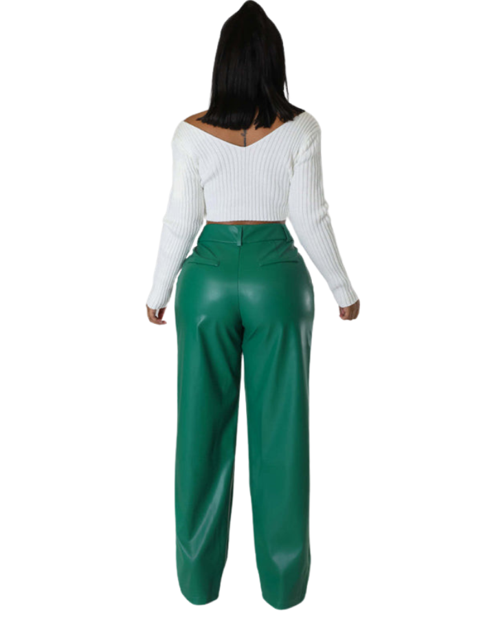 SHOPIQAT PU Women's Loose Wide-Leg Pocket Casual Leather Pants - Premium  from shopiqat - Just $11.900! Shop now at shopiqat